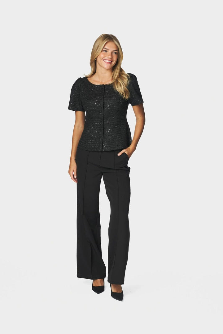 Neo Noir - Mifura Boucle Sequin Blouse 170860 - 100 - Black