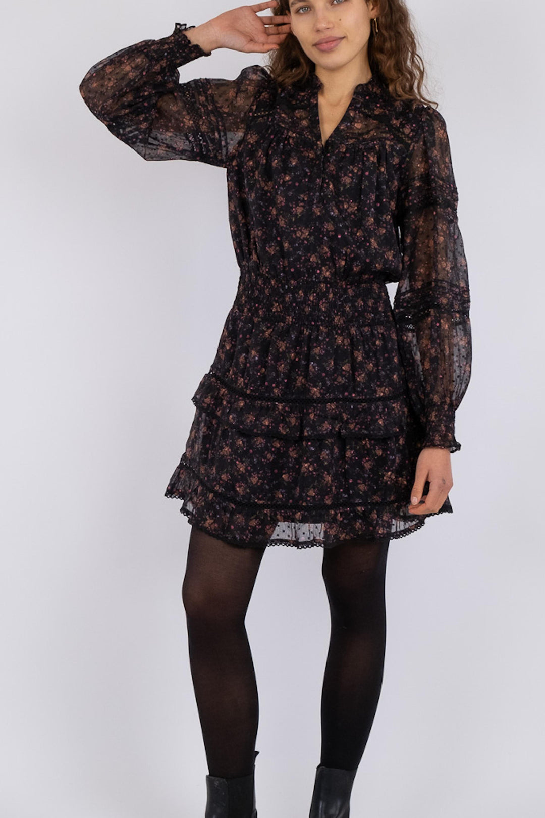 Neo Noir - Milan Flower Bunch Dress - Black