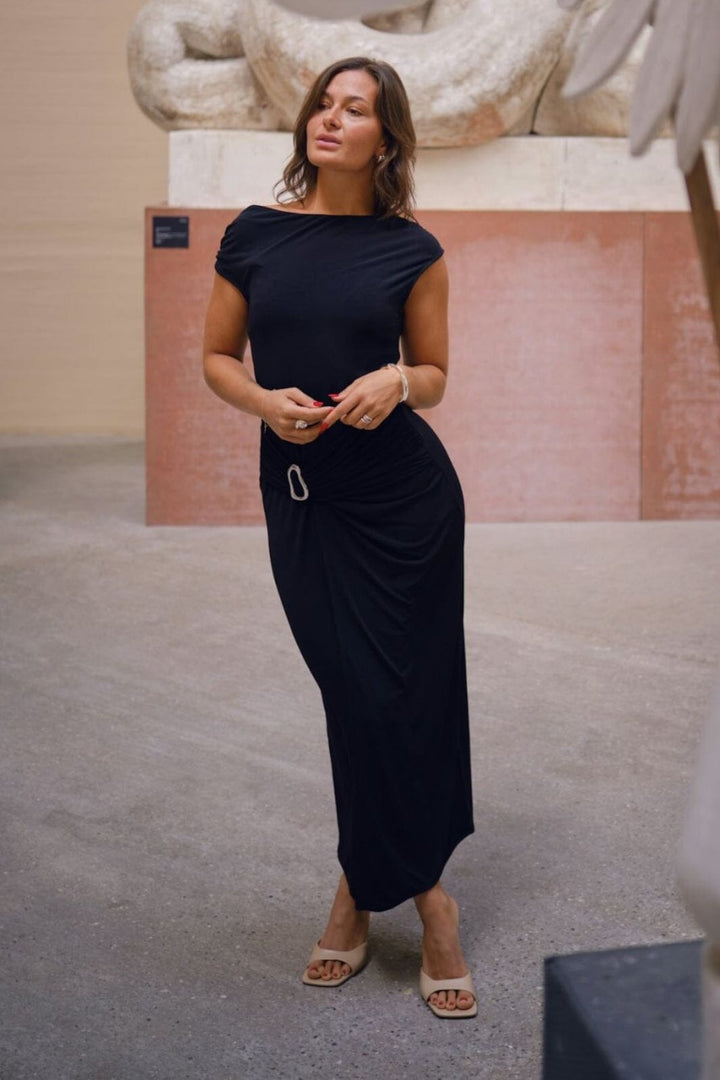 Neo Noir - Minja Drapy Dress 165728 - 100 - Black Kjoler 