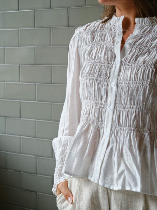 Neo Noir - Mocca Smock Blouse 166155 - 121 - Off White Bluser 