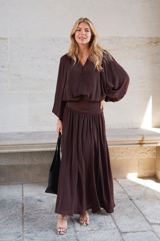 Neo Noir - Morien Woven Maxi Skirt 170488 - 676 - Dark Brown Nederdele 