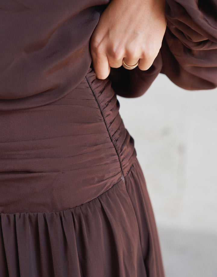 Neo Noir - Morien Woven Maxi Skirt 170488 - 676 - Dark Brown Nederdele 