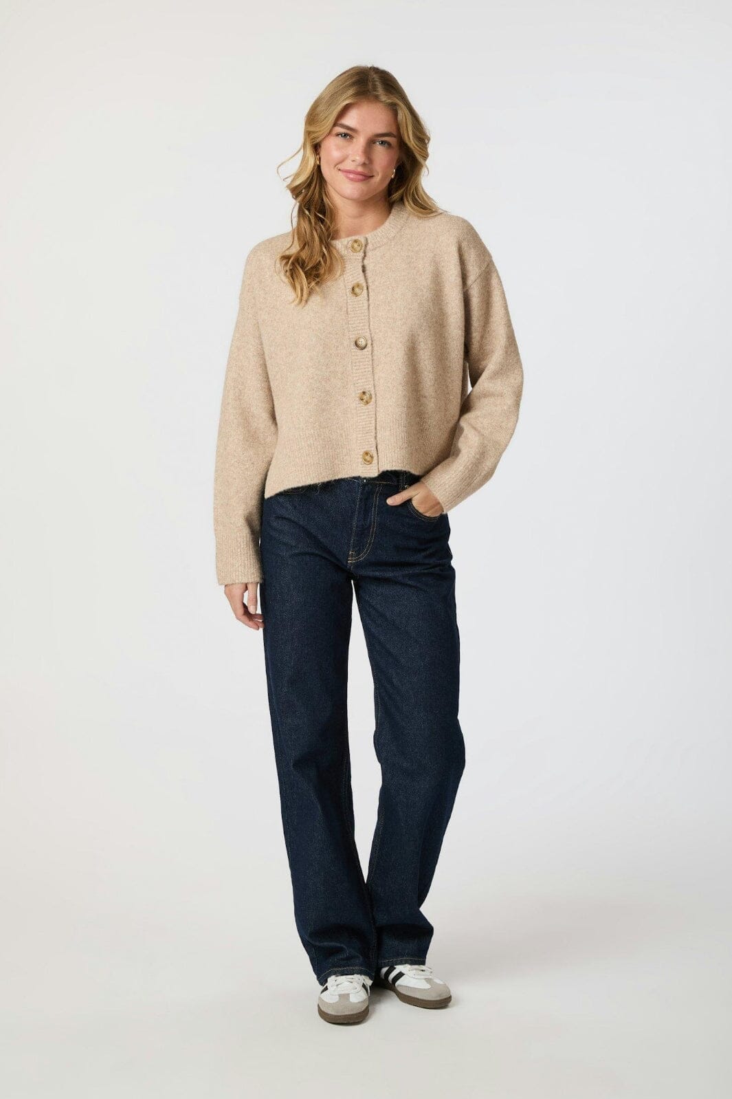 Neo Noir - Muki Knit Cardigan 165089 - 119 - Sand Melange