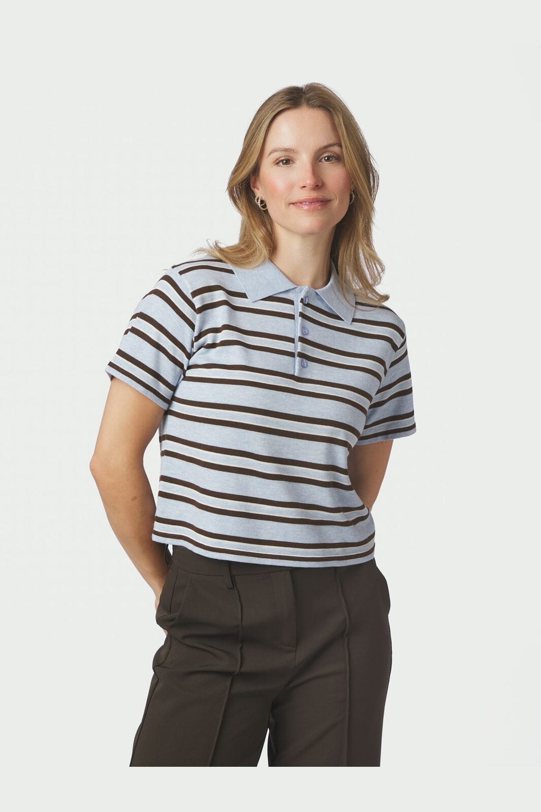 Neo Noir - Mulann Polo Knit Blouse 165966 - 145 - Light Blue