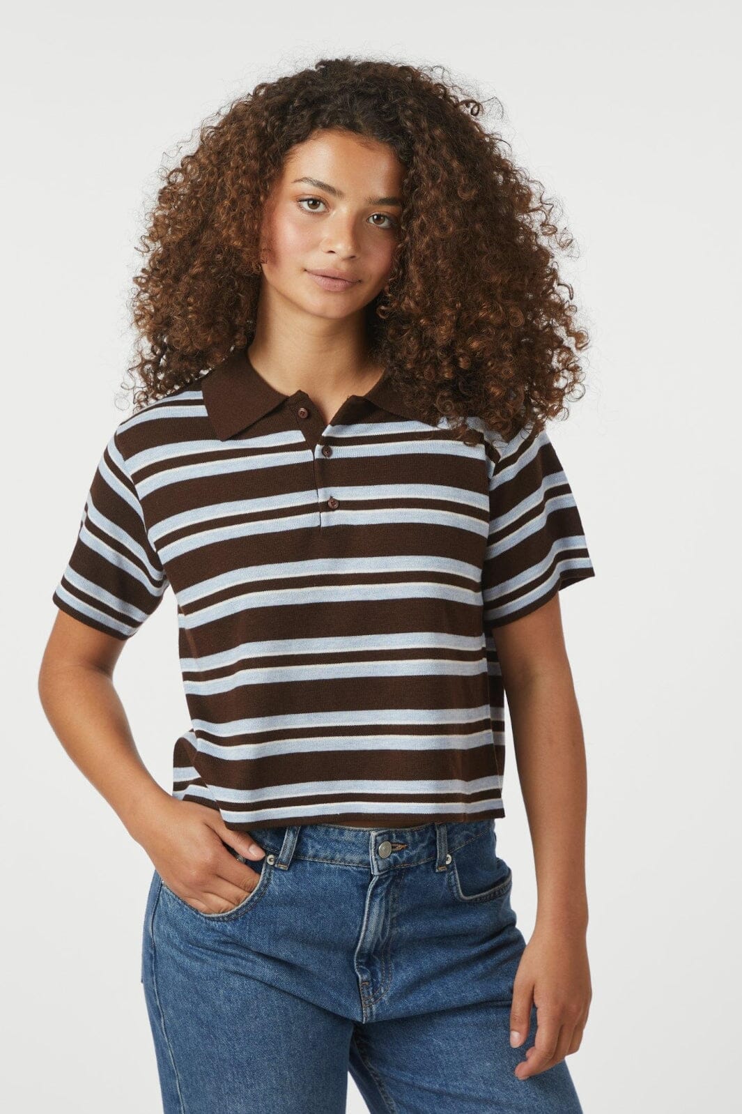 Neo Noir - Mulann Polo Knit Blouse 165966 - 676 - Dark Brown