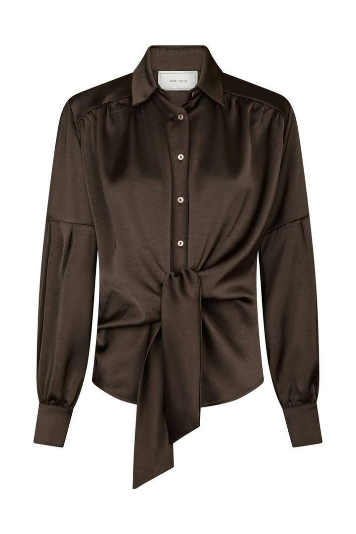 Neo Noir - Naja Satin Shirt 160801 - 676 - Dark Brown