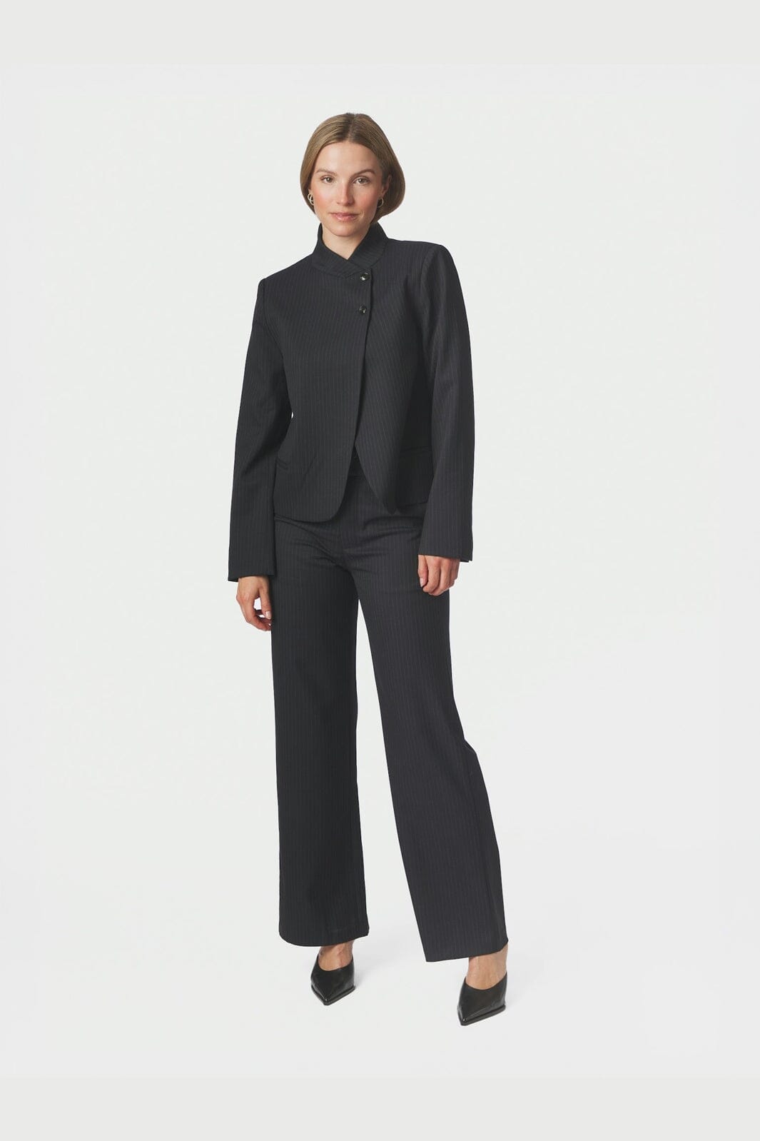 Neo Noir - Nathalie Slim Pinstripe Pants 170346 - 702 - Dark Navy
