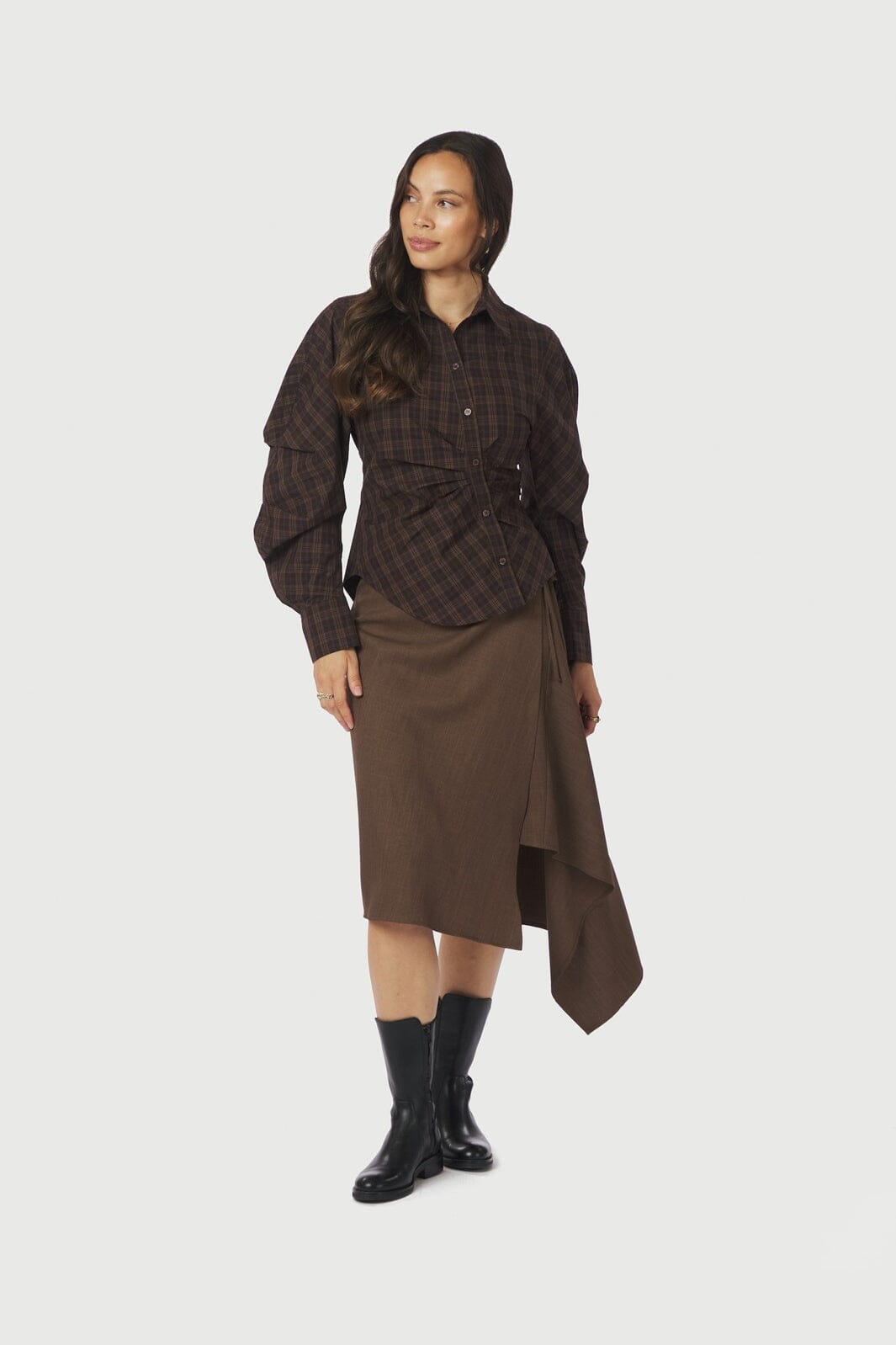 Neo Noir - Neoella Check Shirt 167459 - 676 - Dark Brown