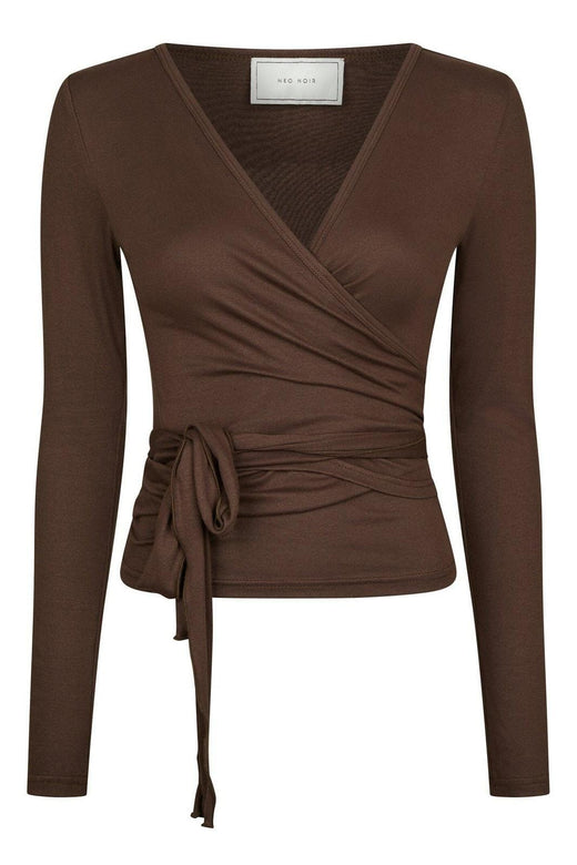 Neo Noir - Nia Jersey Wrap Blouse 165501 - 584 - Chocolate Brown Bluser 