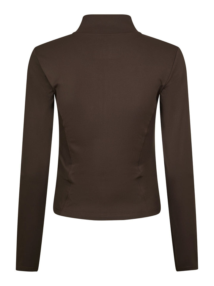 Neo Noir - Nolana Zip Blouse 167175 - 584 - Chocolate Brown Bluser 