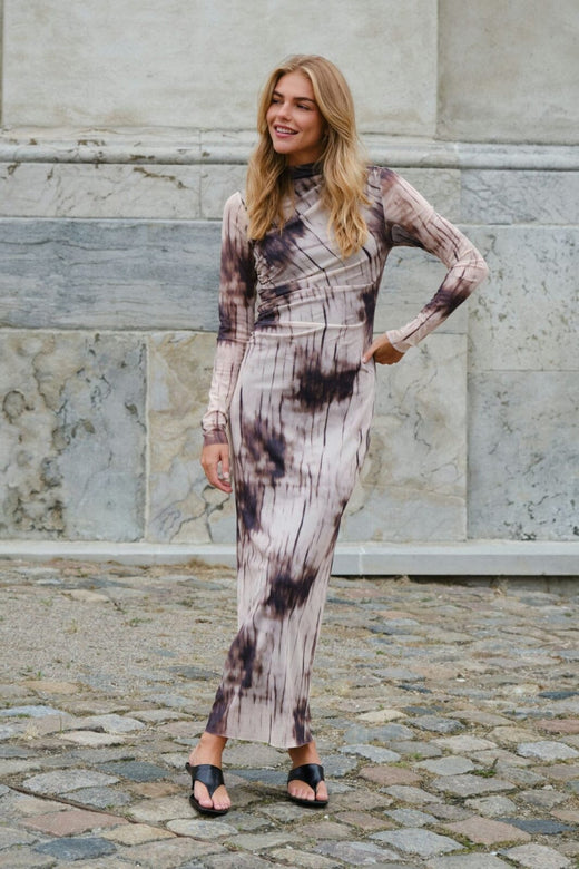 Neo Noir - Onessa Faded Mesh Dress 166016 - 306 - Dusty Brown Kjoler 