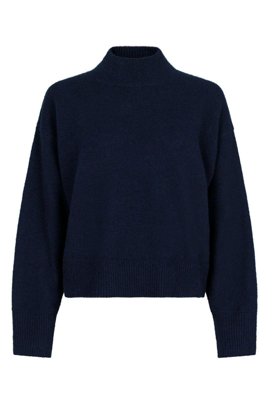 Forudbestilling - Neo Noir - Paulina Knit Blouse - Navy Strikbluser 