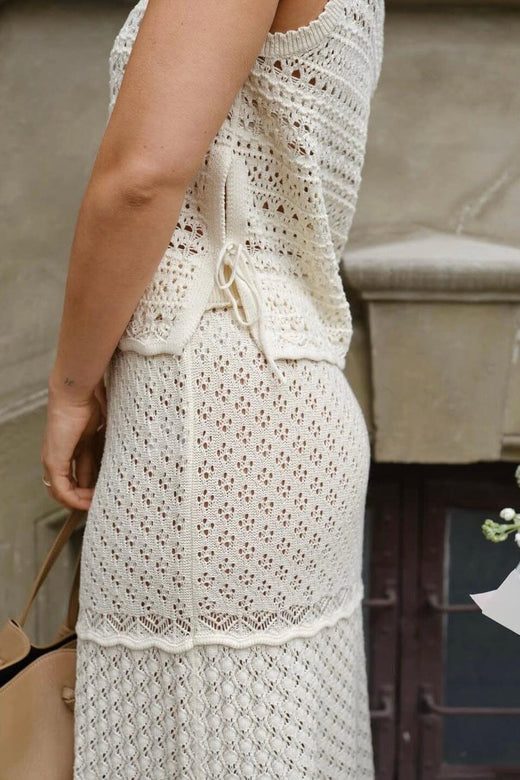 Neo Noir - Pillina Crochet Knit Skirt 165220 - 122 - Creme Nederdele 