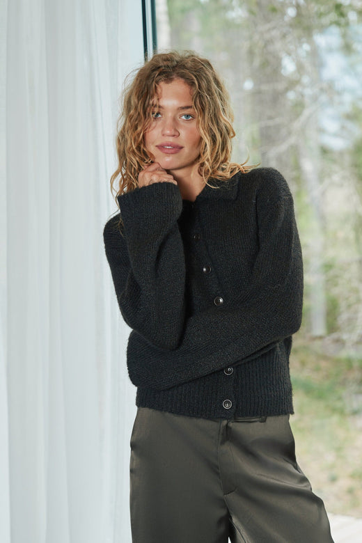 Neo Noir - Ramera Fluffy Knit Cardigan 168267 - 676 - Dark Brown Cardigans 