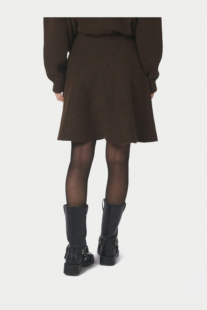 Neo Noir - Renata Fluffy Knit Skirt 168555 - 205 - Brown Melange
