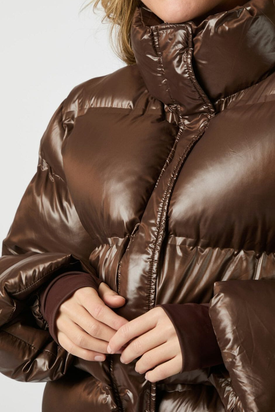 Neo Noir - Rhea Shiny Puffer Jacket 165094 - 676 - Dark Brown