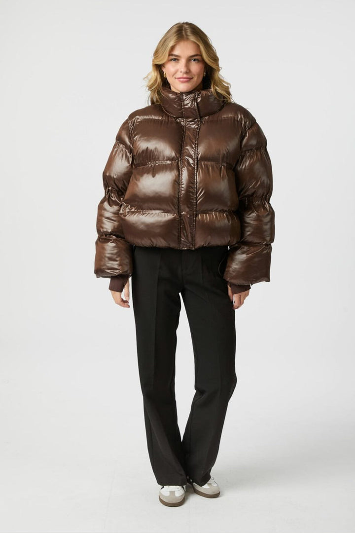Neo Noir - Rhea Shiny Puffer Jacket 165094 - 676 - Dark Brown