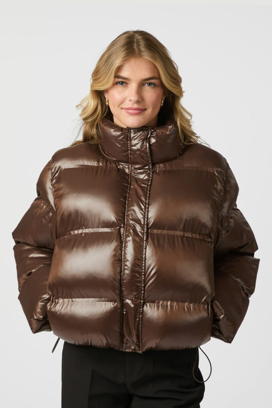 Neo Noir - Rhea Shiny Puffer Jacket 165094 - 676 - Dark Brown