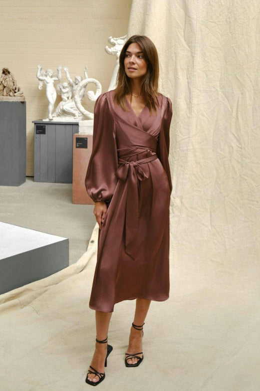 Neo Noir - Rimini Heavy Sateen Dress 163039 - 393 - Dark Rose Kjoler 