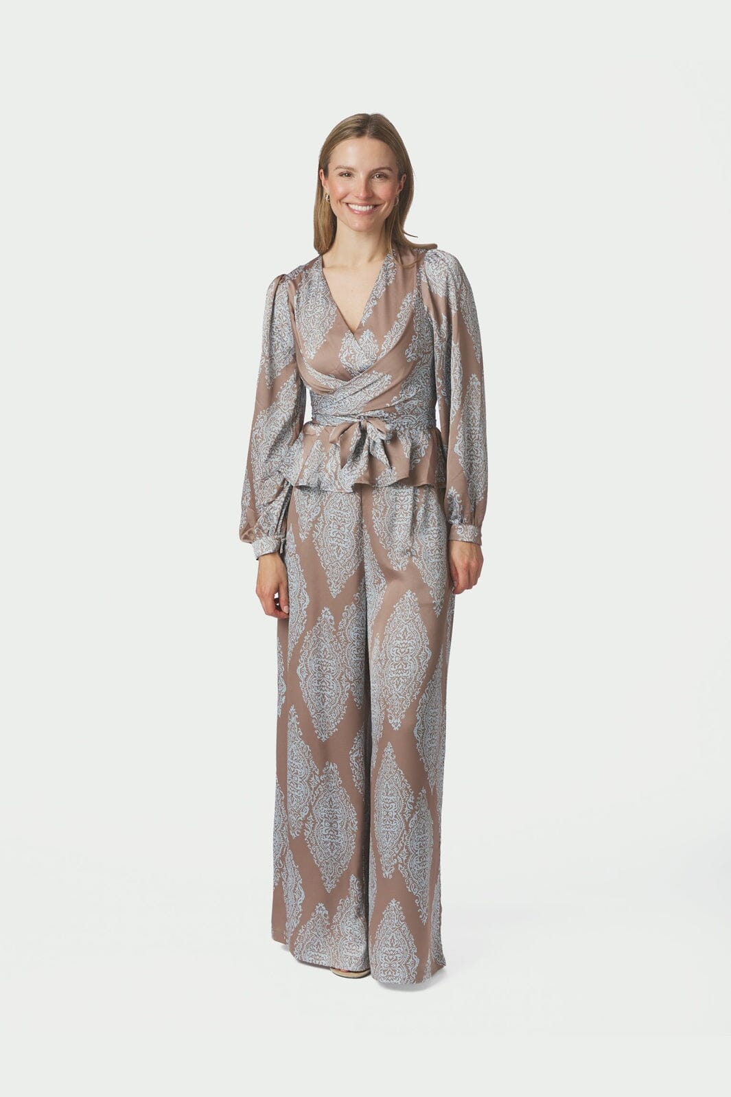 Neo Noir - Rista Paisley Drop Blouse 166208 - 481 - Dark Taupe/Light Blue