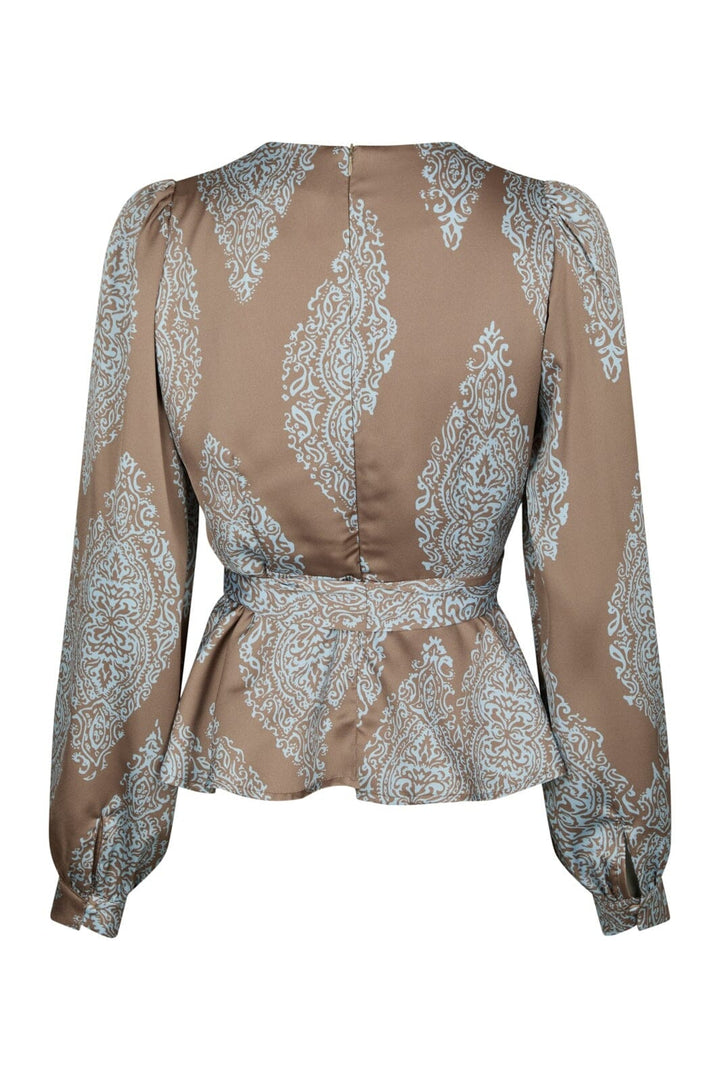 Neo Noir - Rista Paisley Drop Blouse 166208 - 481 - Dark Taupe/Light Blue