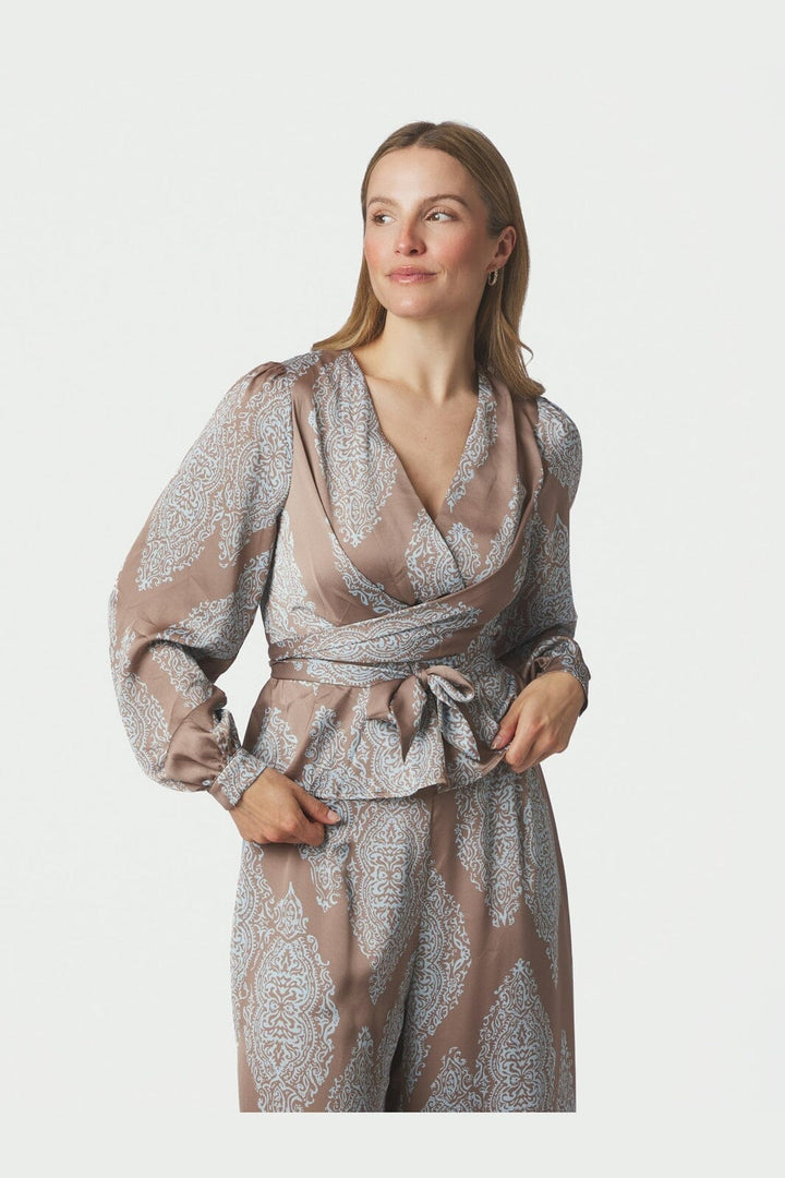 Neo Noir - Rista Paisley Drop Blouse 166208 - 481 - Dark Taupe/Light Blue