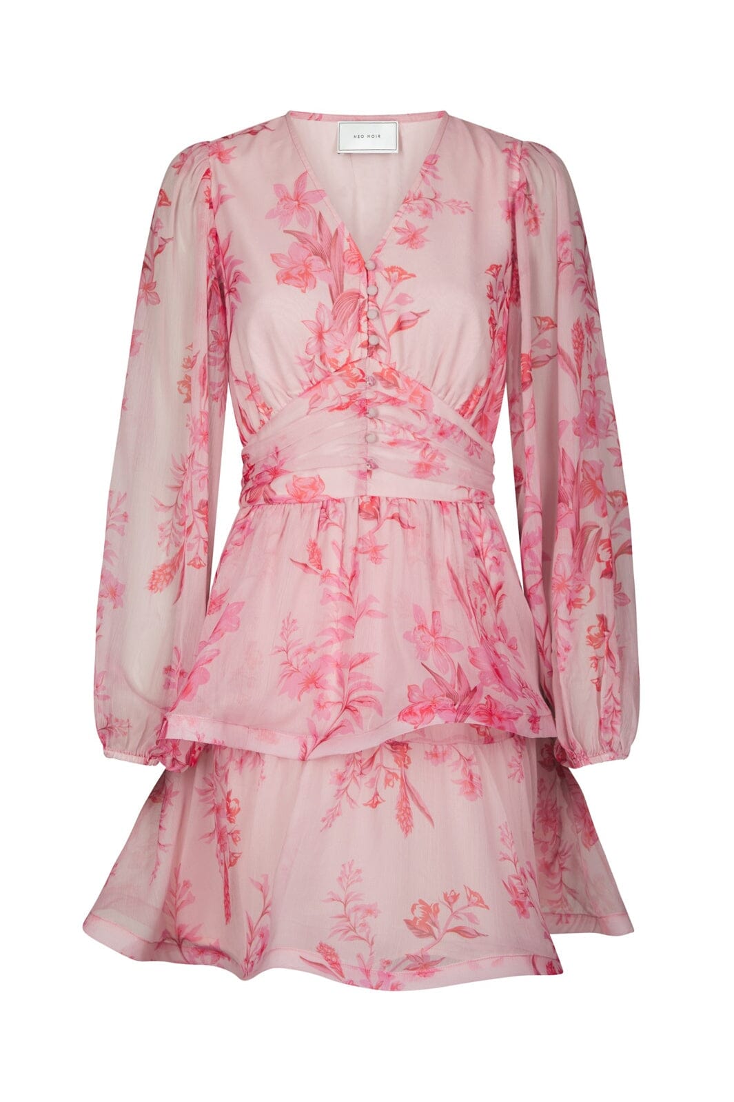 Neo Noir - Rivana Print Chiffon Dress 168848 - 170 - Pink