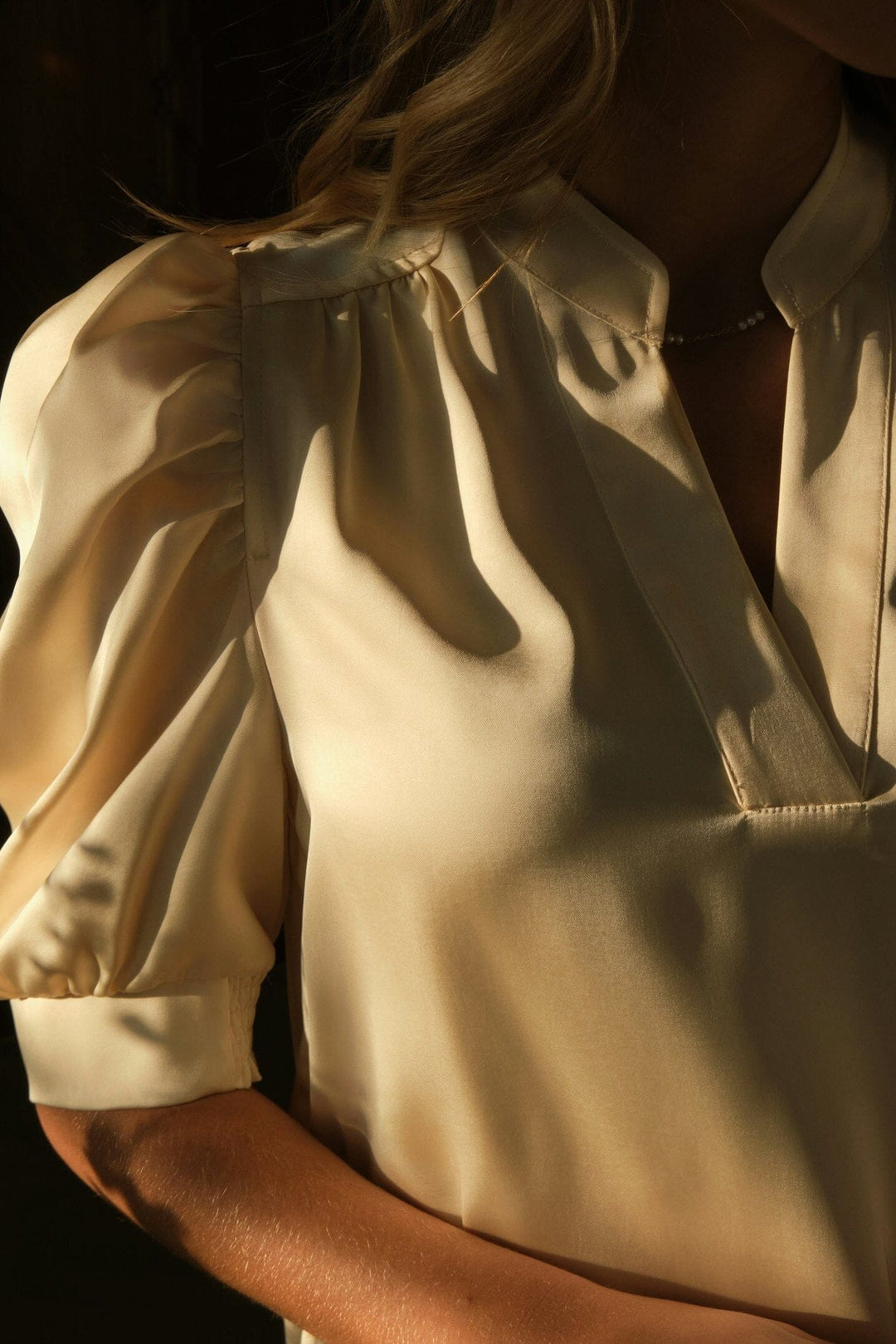 Neo Noir - Roella Heavy Sateen Blouse 162590 - 191 - Light Yellow Bluser 