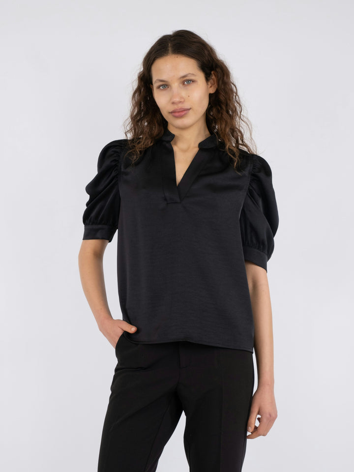 Neo Noir - Roella Heavy Sateen Blouse - Black