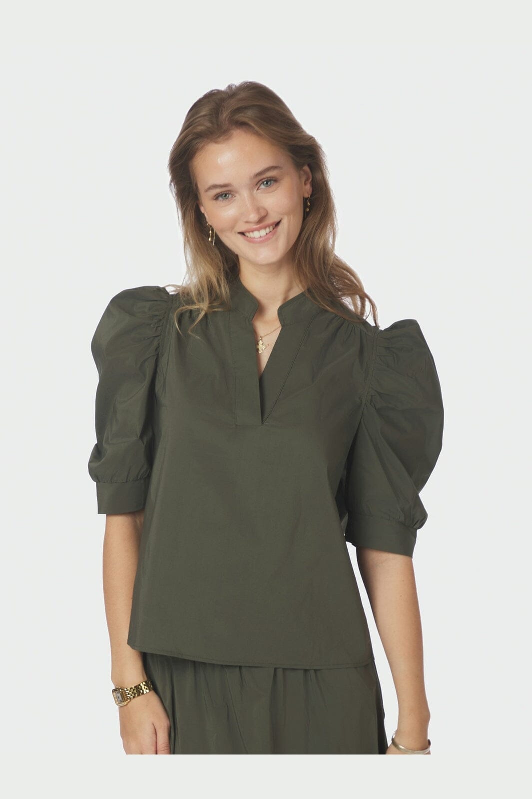 Neo Noir - Roella Poplin Blouse 164283 - 151 - Army