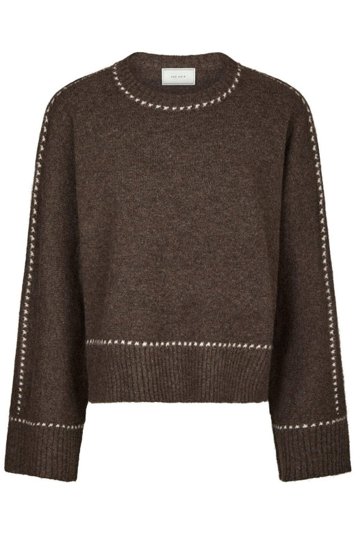 Neo Noir - Roeme Knit Stitch Blouse 164818 - 205 - Brown Melange