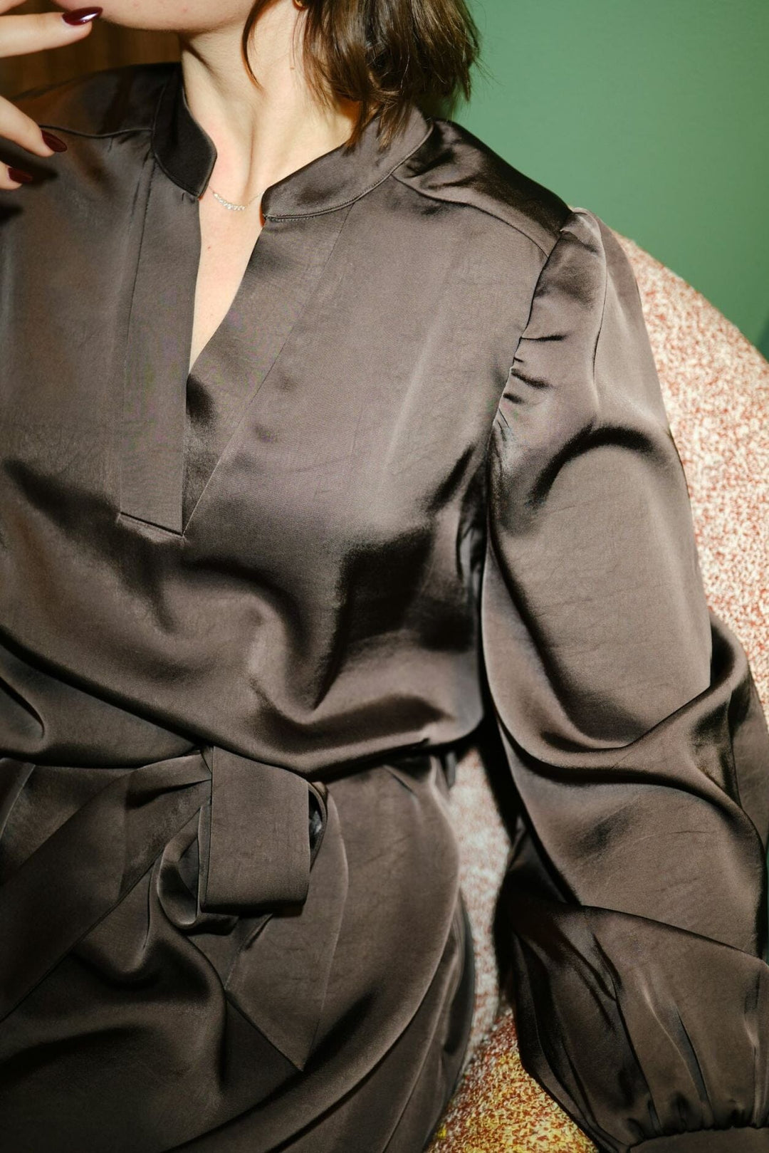 Neo Noir - Rolana Heavy Sateen Dress 164533 - 676 - Dark Brown Kjoler 