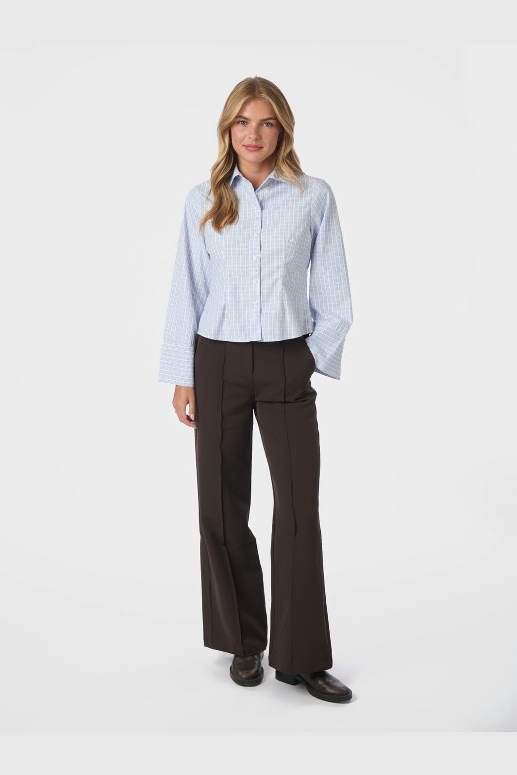 Neo Noir - Rosa Light Check Shirt 167942 - 145 - Light Blue