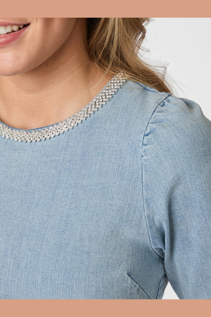 Neo Noir - Rosia Denim Emb Top 165734 - 145 - Light Blue