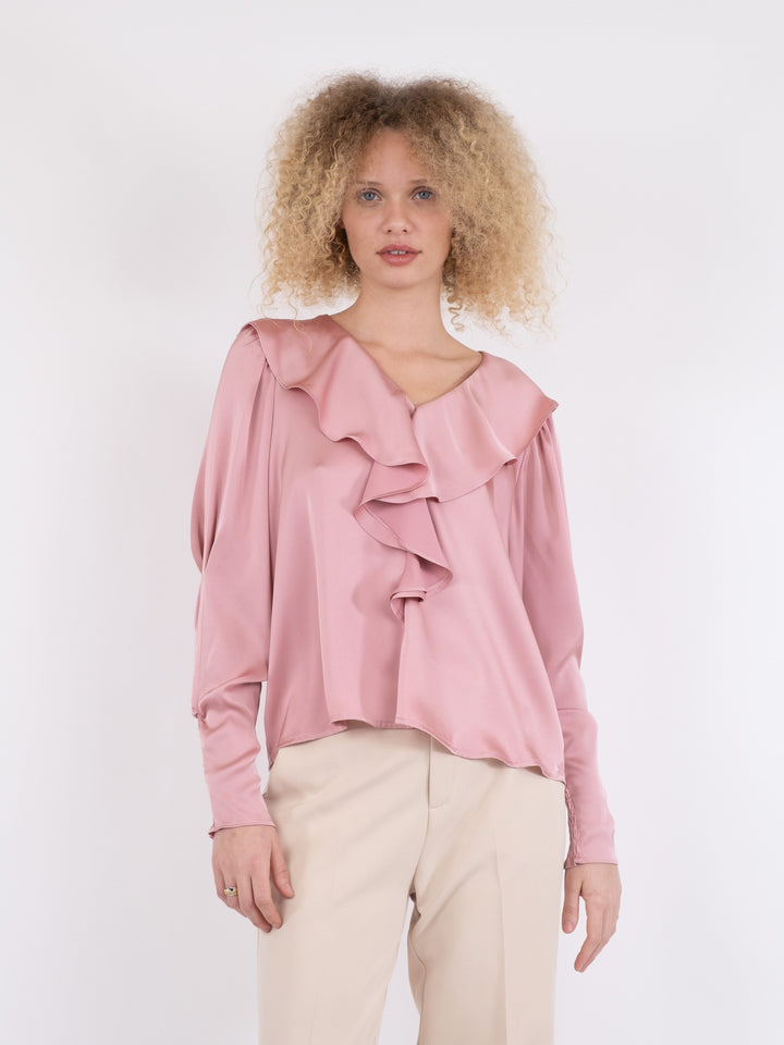 Neo Noir - Sandie Sateen Blouse - Light Pink