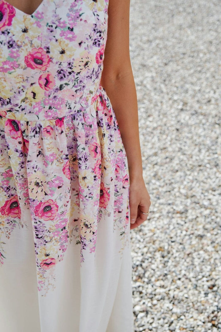 Neo Noir - Sanni Flower Print Dress 166178 - 124 - Ivory Kjoler 