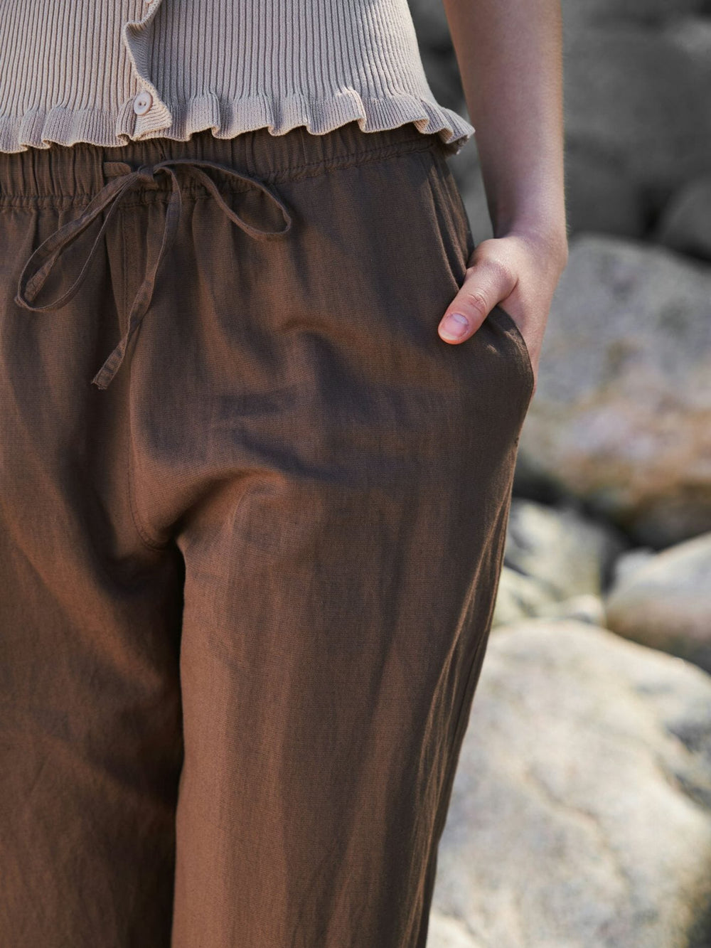 Neo Noir - Sonar Linen Pants 158949 - 676 - Dark Brown Bukser 
