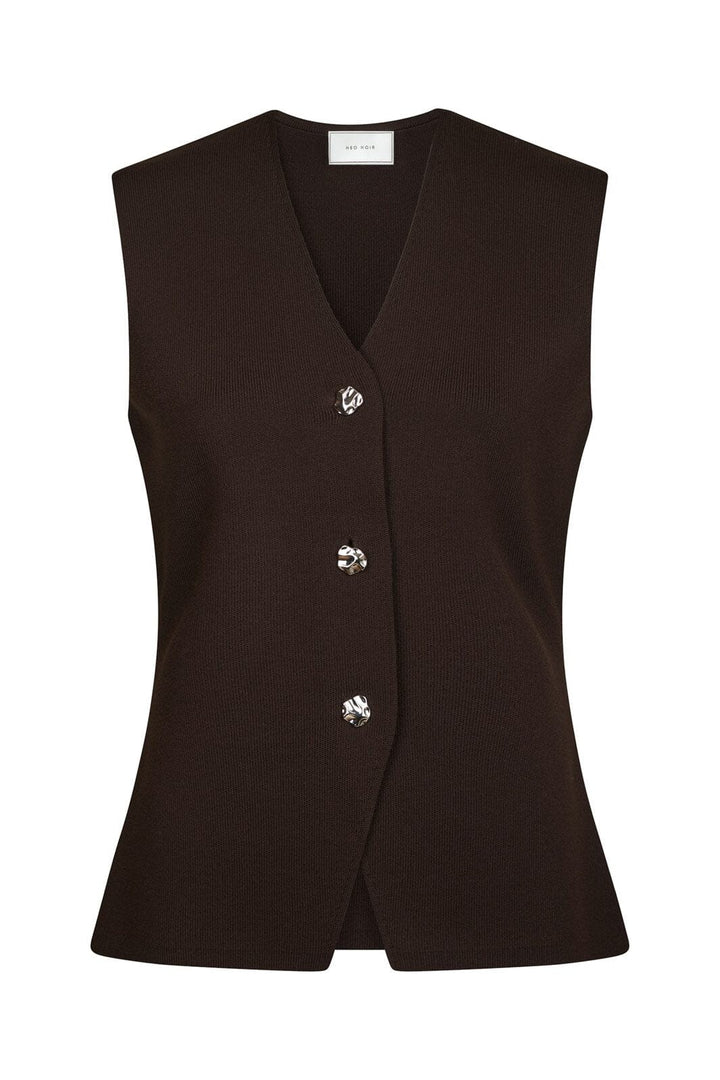 Neo Noir - Sway Smooth Knit Waistcoat 164704 - 676 - Dark Brown