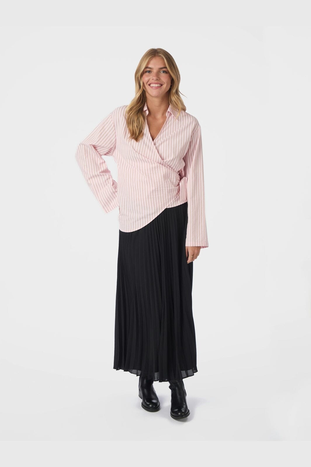 Neo Noir - Tifuna Stripe Wrap Shirt 167535 - 754 - Light Pink