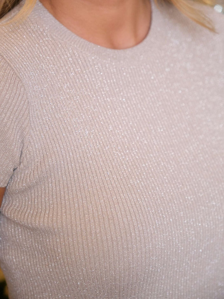 Neo Noir - Tirra Glitter Top 166817 - 213 - Sand Strikbluser 