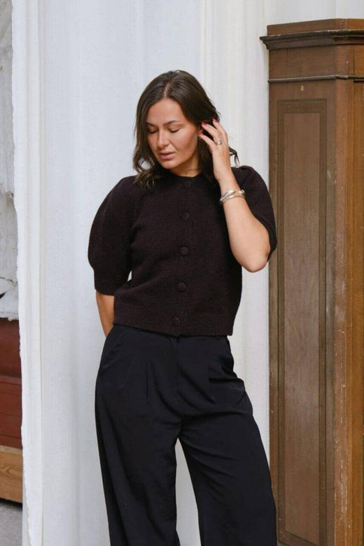 Neo Noir - Trudy Knit Cardigan 160760 - 676 - Dark Brown Cardigans 