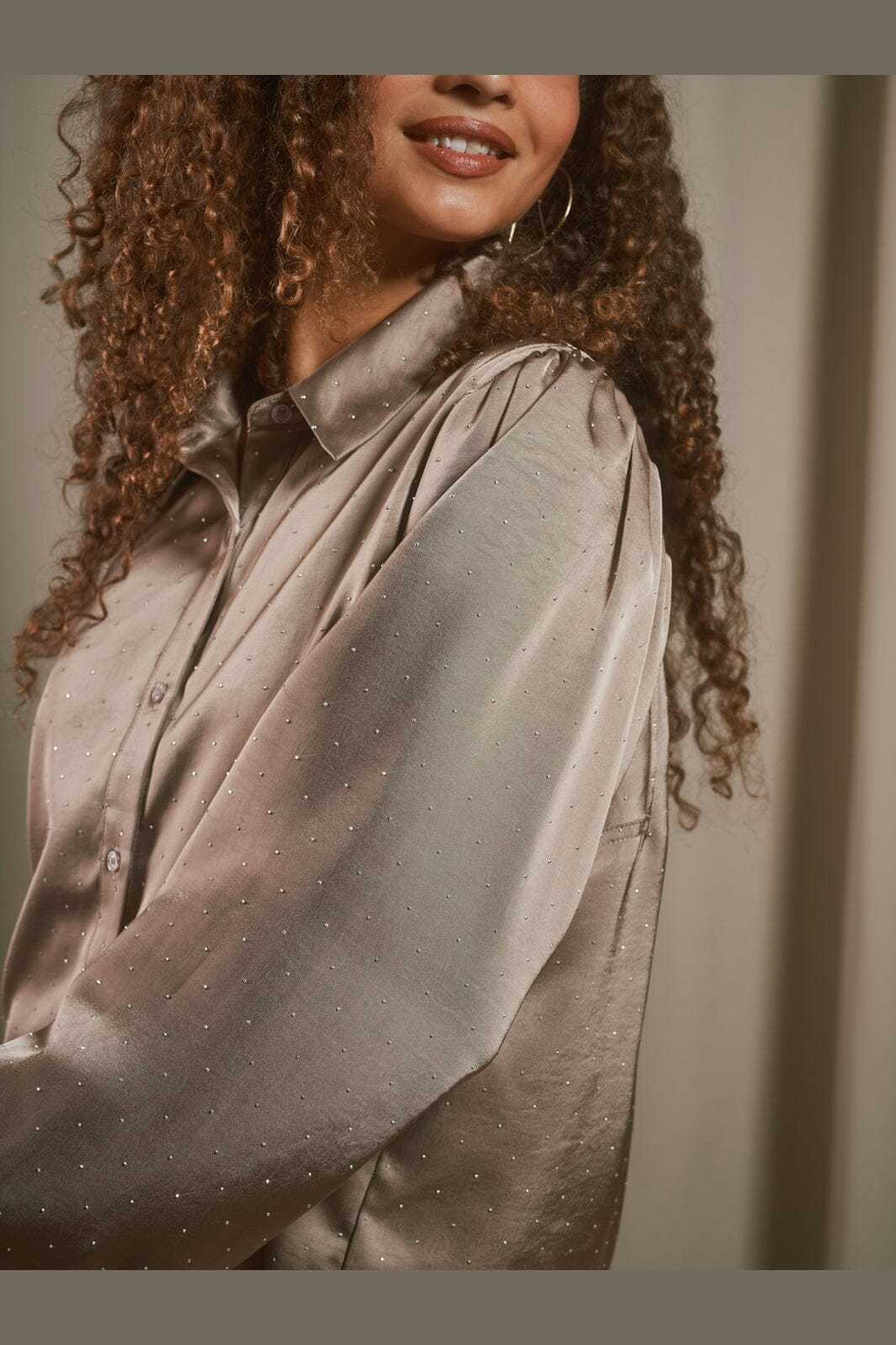 Neo Noir - Vacca Heavy Sateen Bedazz Shirt 167497 - 811 - Dark Taupe