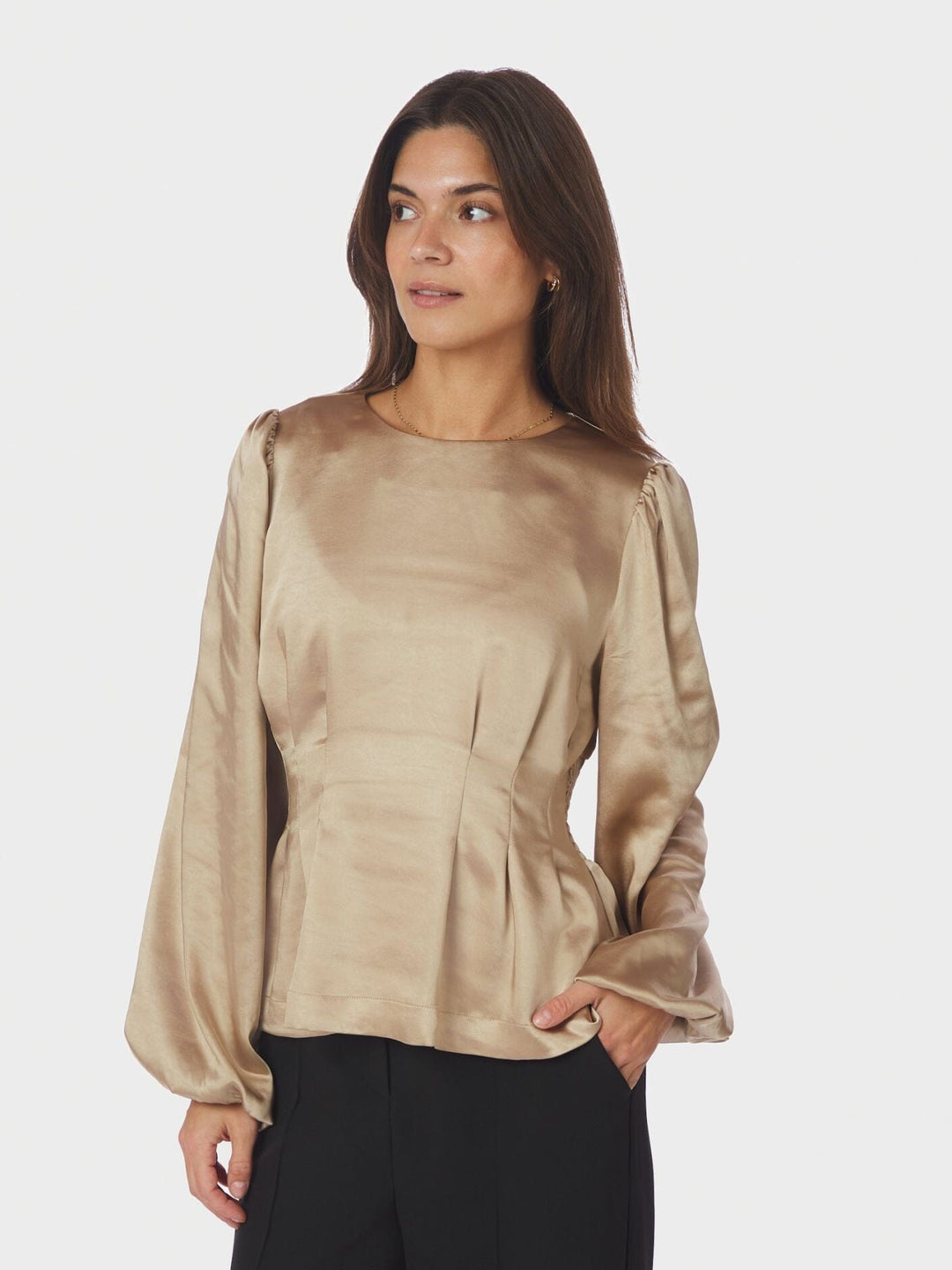 Neo Noir - Vanya Crushed Sateen Blouse 167481 - 221 - Gold Bluser 