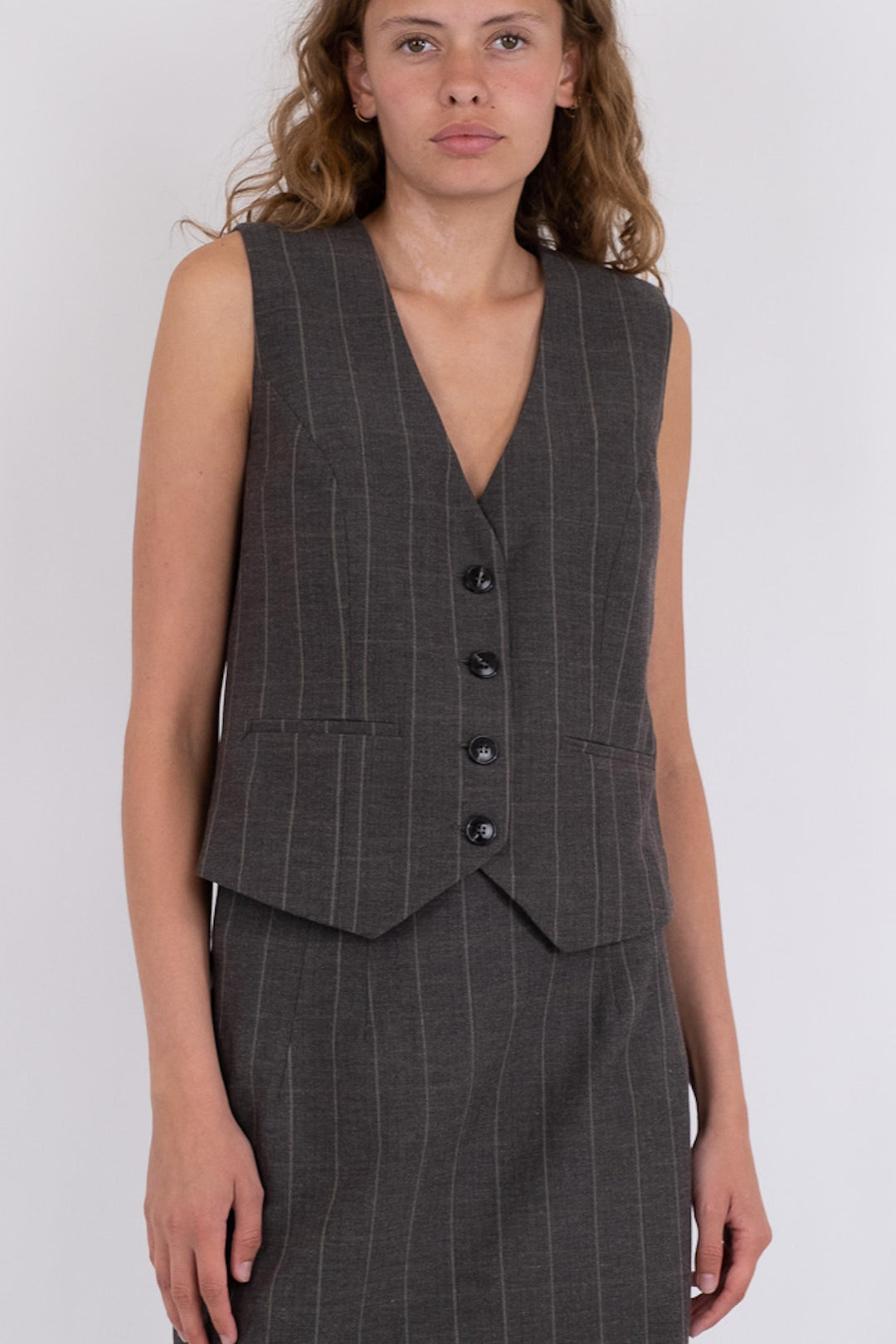 Neo Noir - Vendetta Soft Check Vest - Dark Grey