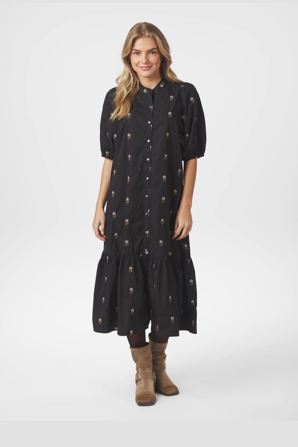 Neo Noir - Veronica Flower Emb Dress 166846 - 100 - Black