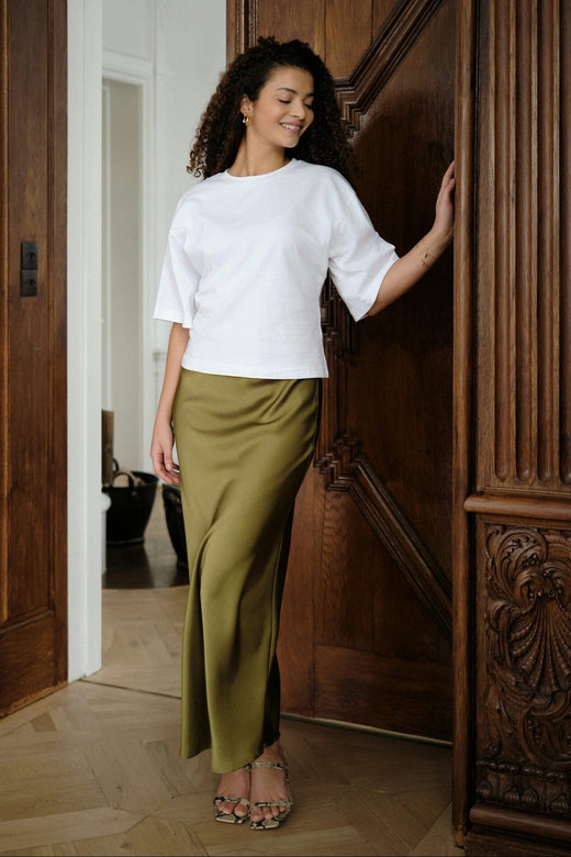 Neo Noir - Vicky Heavy Sateen Skirt 159588 - 340 - Sage Green Nederdele 