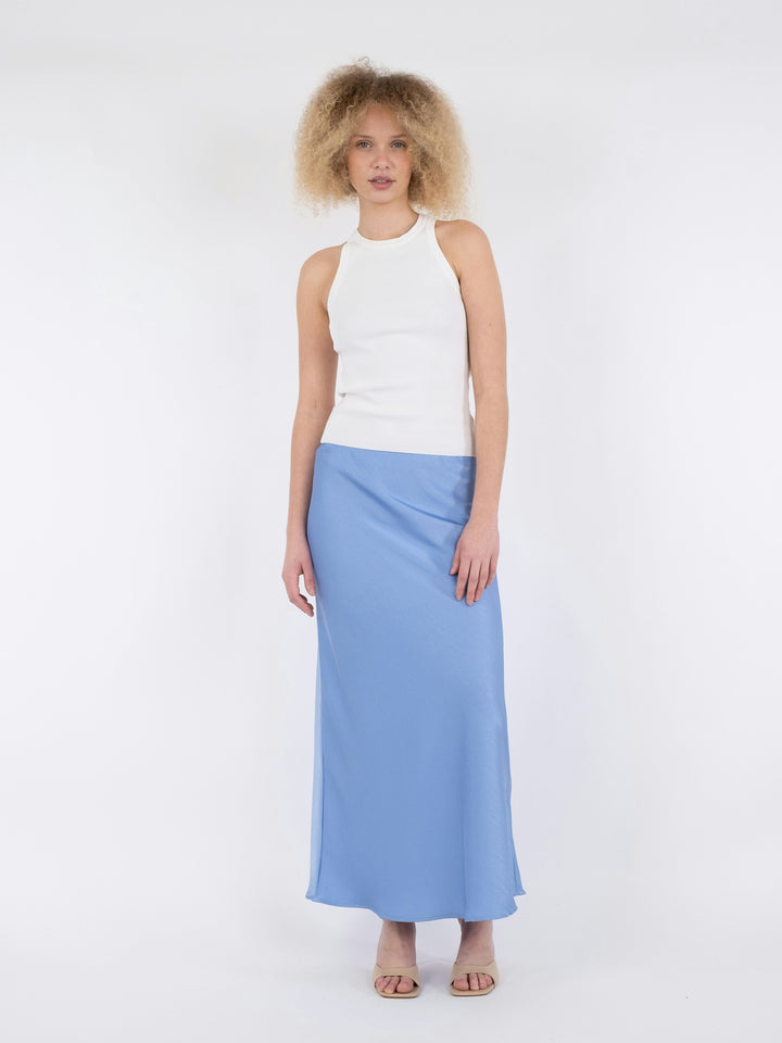 Neo Noir - Vicky Heavy Sateen Skirt - Dusty Blue