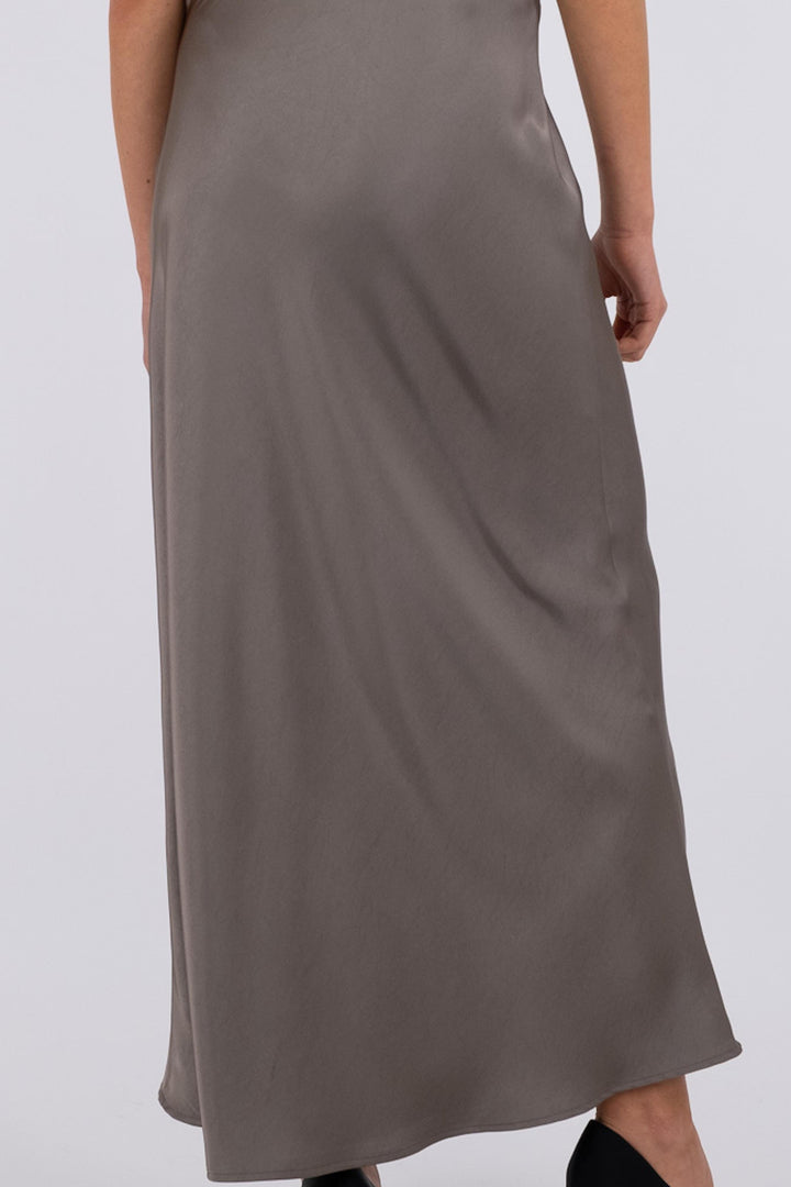 Neo Noir - Vicky Heavy Sateen Skirt - Warm Grey