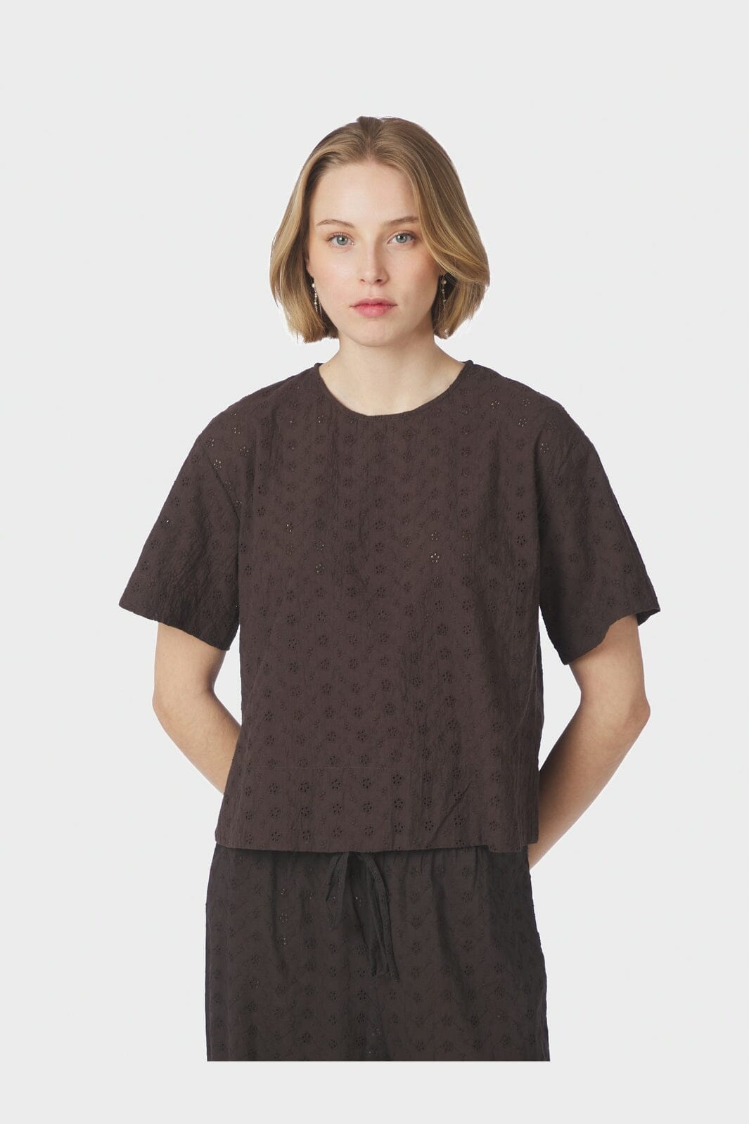 Neo Noir - Viest Emb Blouse 170041 - 676 - Dark Brown
