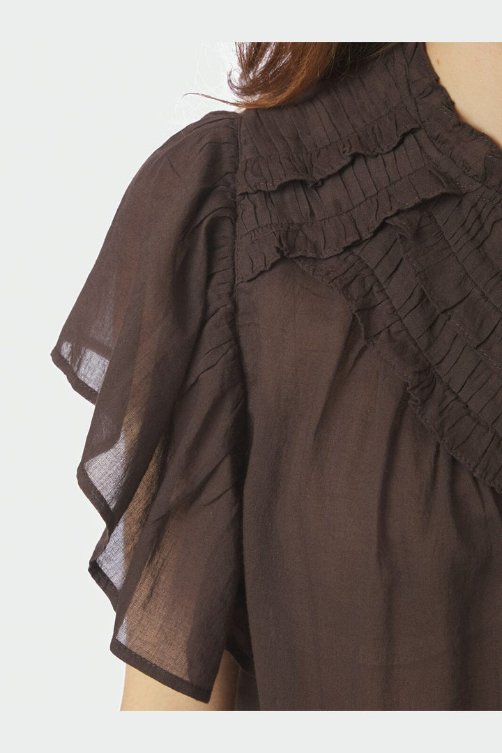 Neo Noir - Vinsa S Voile Top 169039 - 676 - Dark Brown